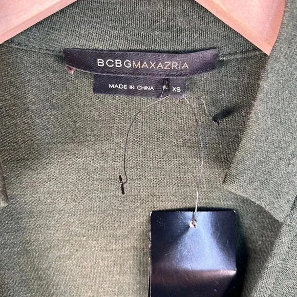 BCBGMAXAZRIA Size XS Wool Nylon Wrap Dress Stretch Green - Picture 4 of 11